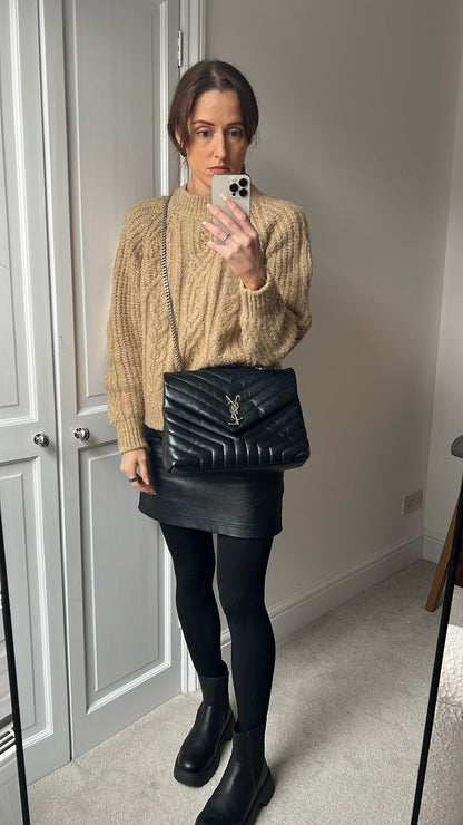 Yves Saint Laurent (YSL) Medium Black Lou Lou Silver Hardware