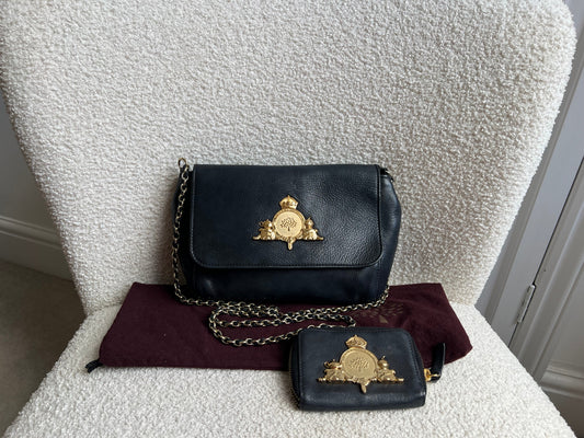 Mulberry Small Black Margaret Shoulder Bag with Small Purse