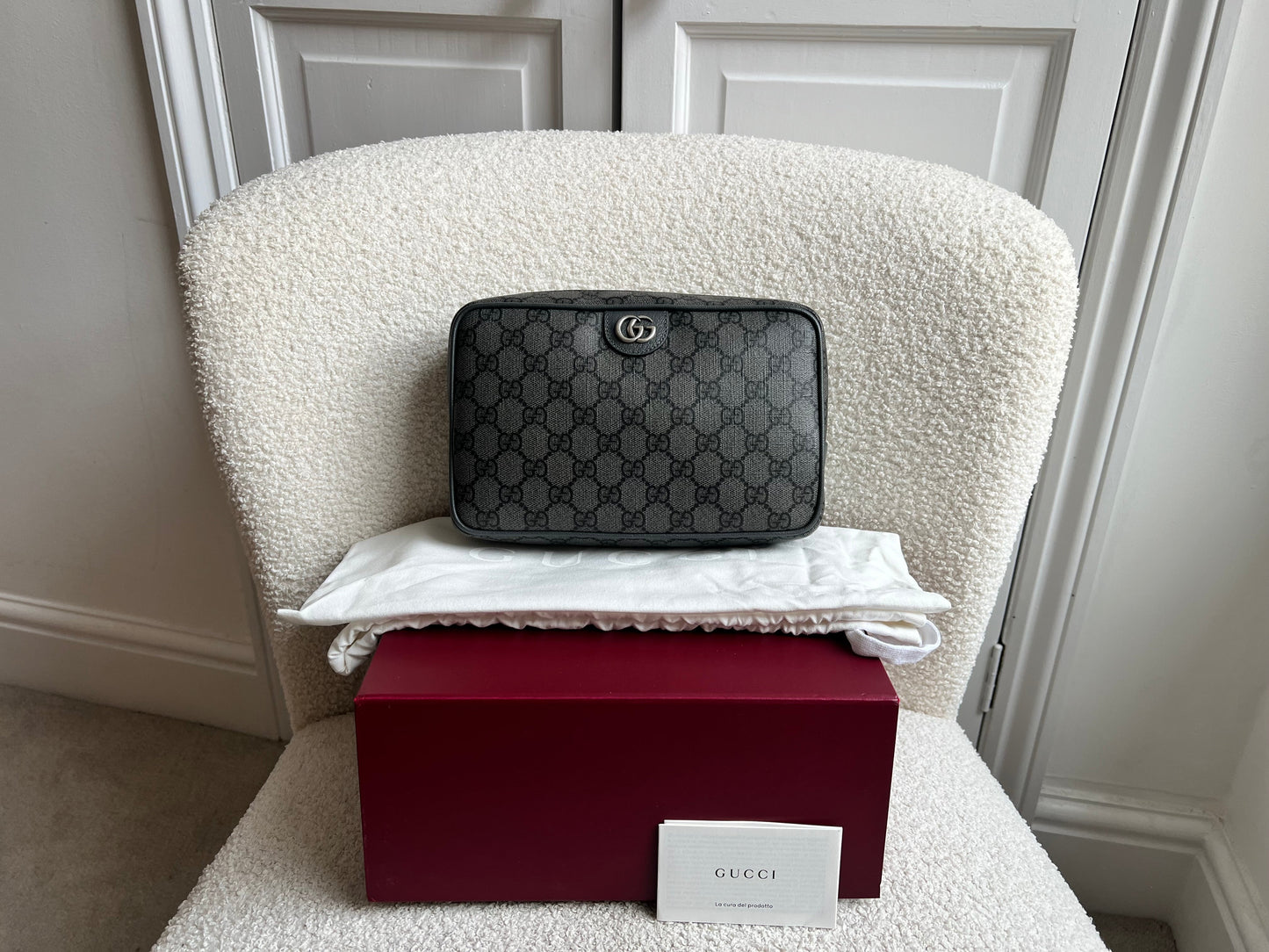 Gucci Grey / Black Supreme Toiletries Bag (RRP £575)