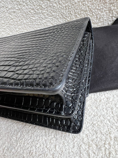 Yves Saint Laurent (YSL) Black Croc Medium Sunset with Gold Hardware (RRP £2,230)