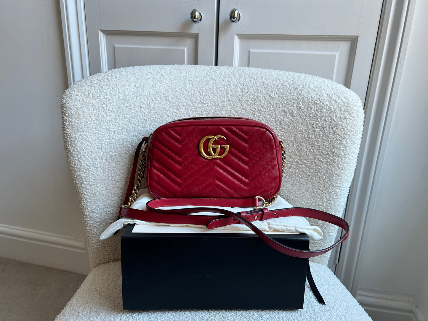 Gucci GG Red Marmont Small Shoulder Bag (RRP £1,440)