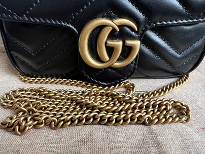 Gucci GG Black Marmont Super Mini Shoulder Bag (RRP £985)