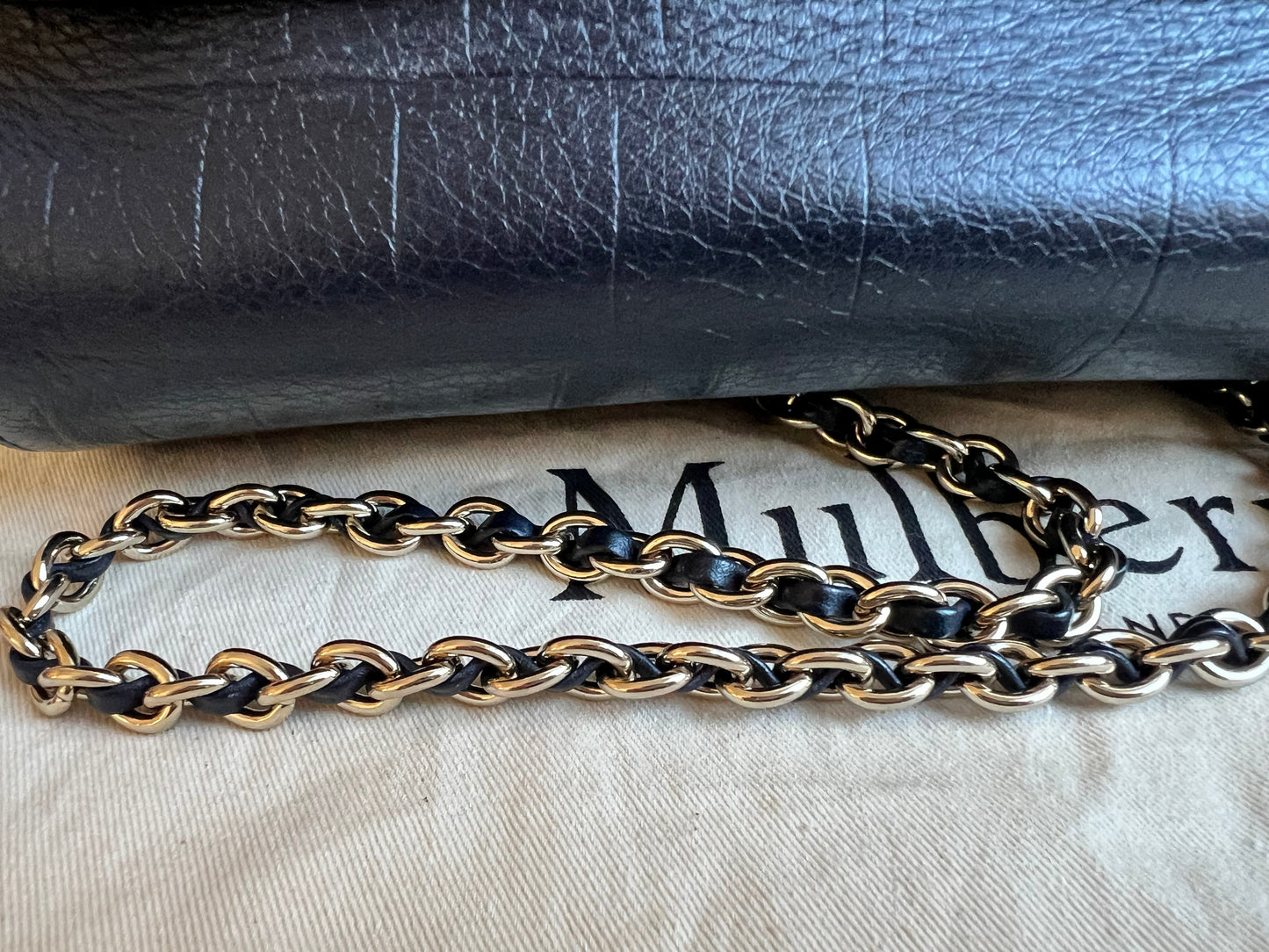 Mulberry Midnight Croc Medium Lily with Gold Hardware