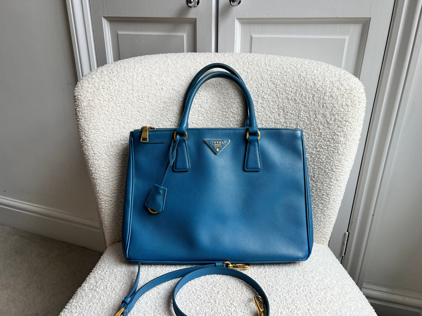 Prada Blue Saffiano Tote