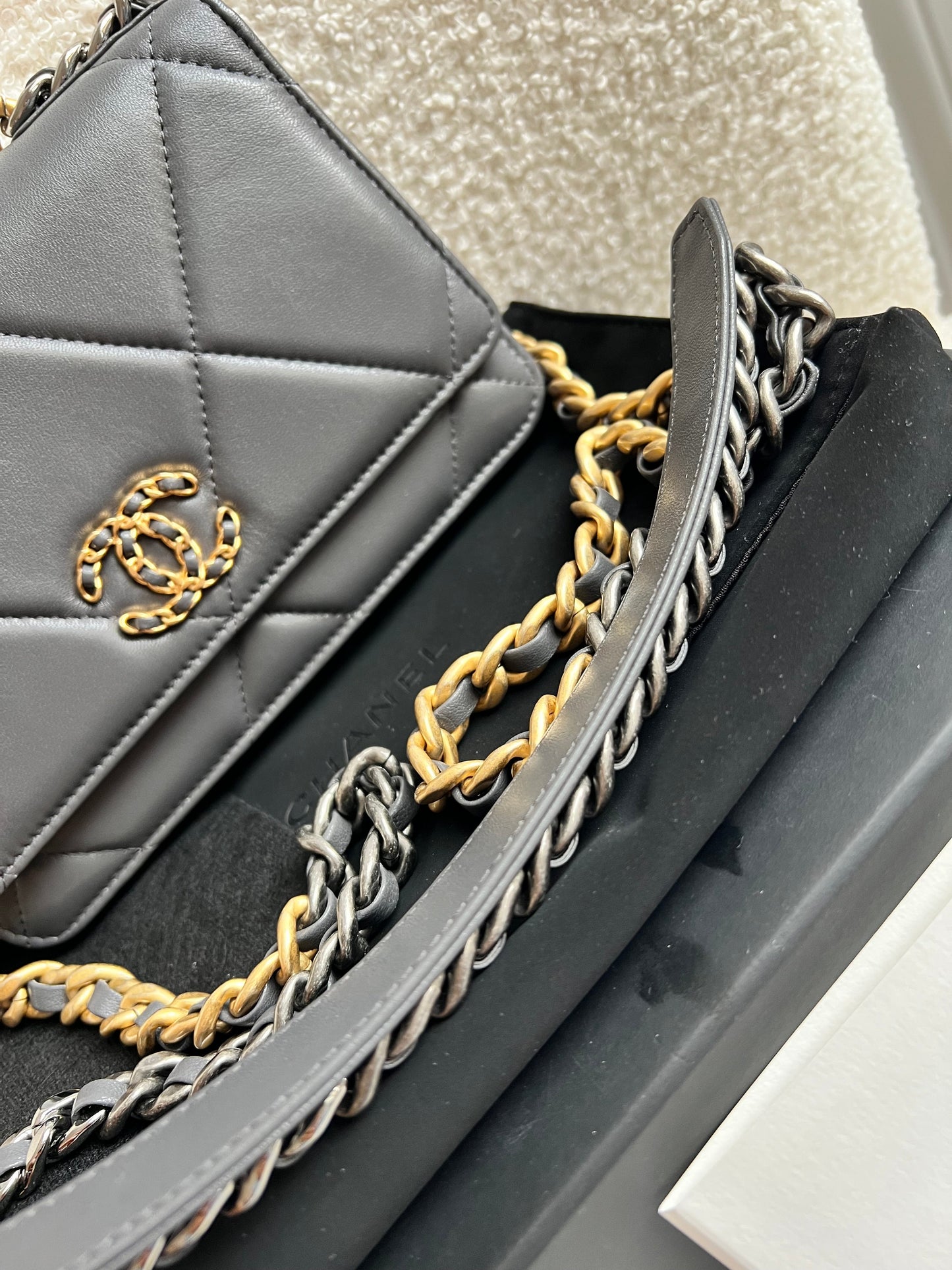 Chanel Grey 19 Wallet on Chain