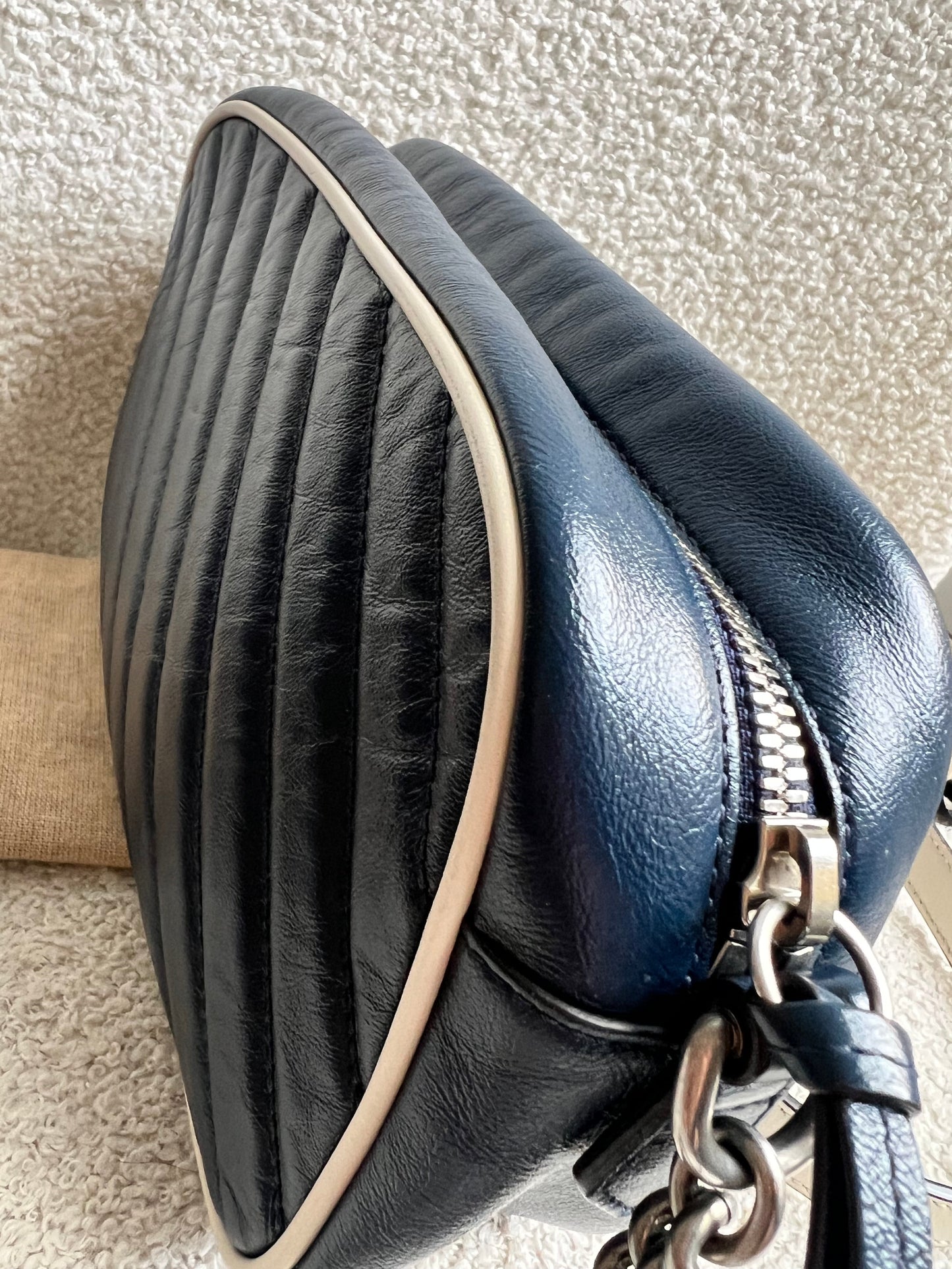Gucci Torchon GG Navy Marmont Small Shoulder Bag