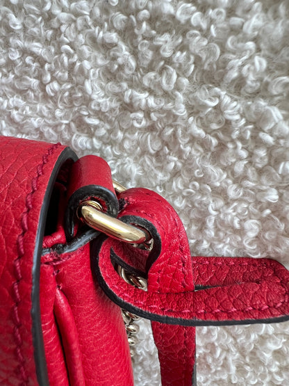 Gucci Red Soho Chain Crossbody Flap Bag