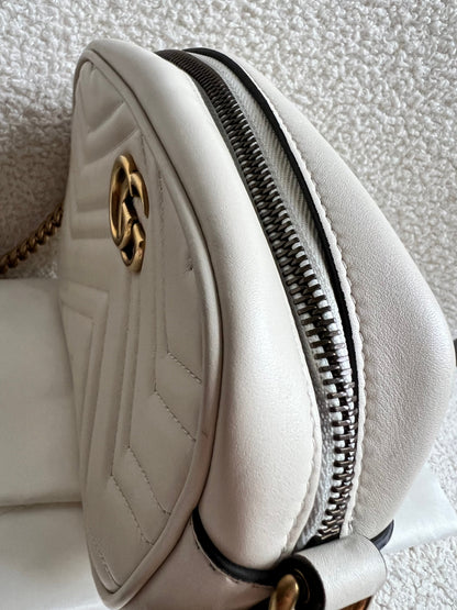 Gucci GG White Marmont Mini Shoulder Bag (RRP £1,360)
