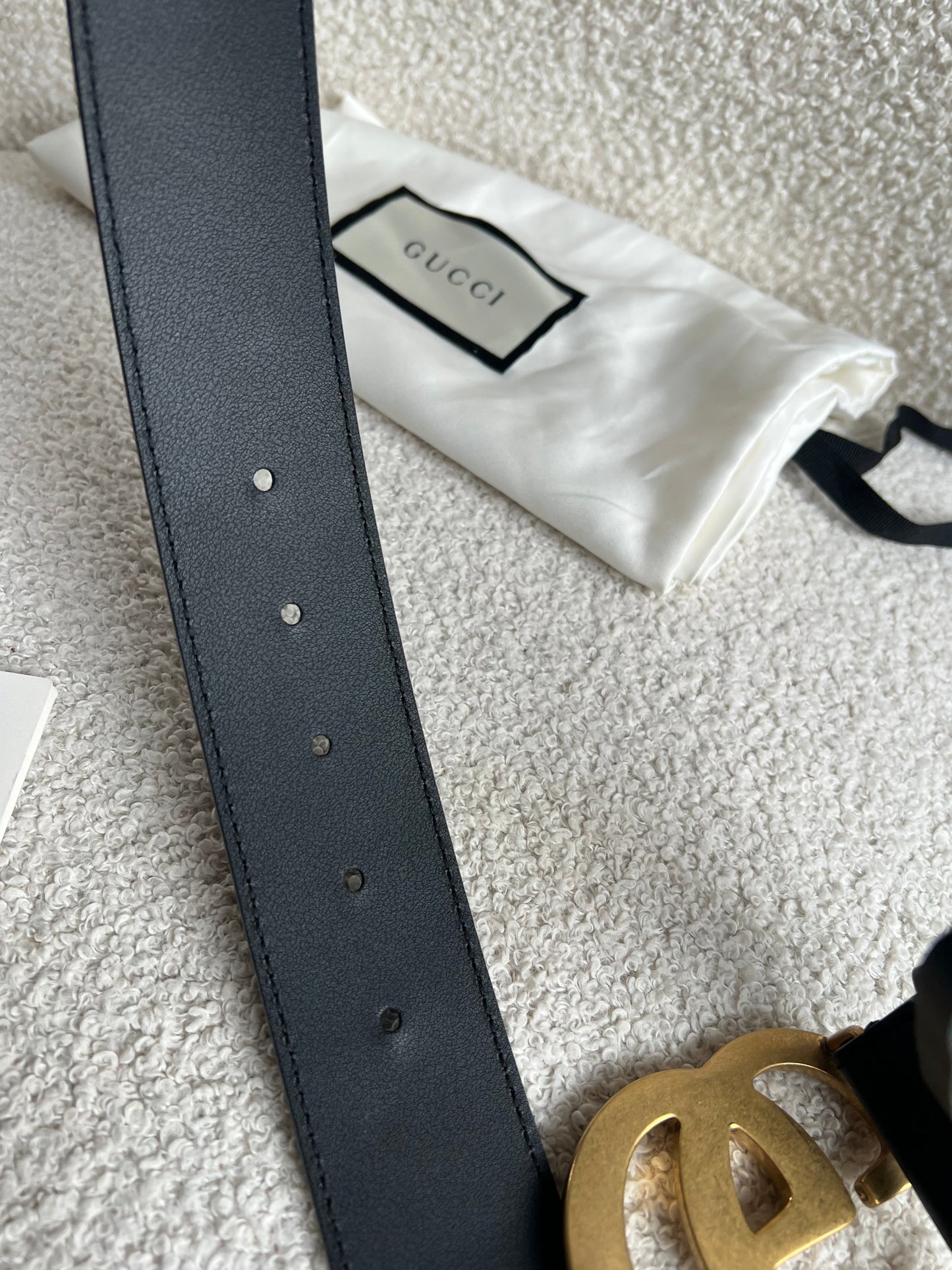Gucci GG Marmont Black Wide Leather Belt with Shiny Gold Buckle (RRP £410)