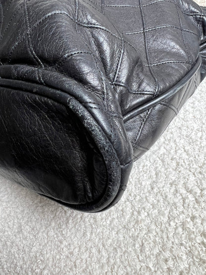 Chanel Vintage Black Lambskin Chain Tote with Gold Hardware