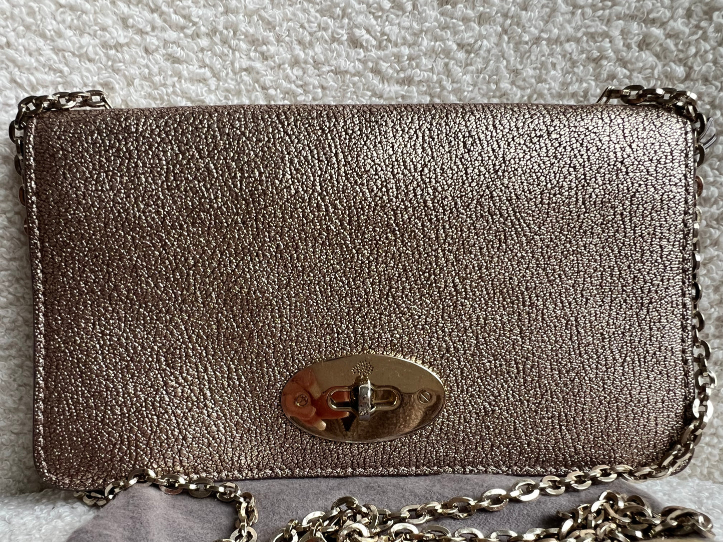 Mulberry Metallic Mushroom Bayswater Clutch (RRP £495)