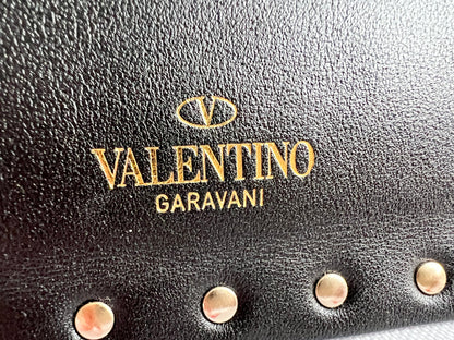 Valentino Garavani Rockstud Calfskin Clutch Pouch Black (RRP £570)
