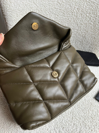 Yves Saint Laurent (YSL) Mini Puffer in Light Musk Quilted Lambskin (RRP £1720)