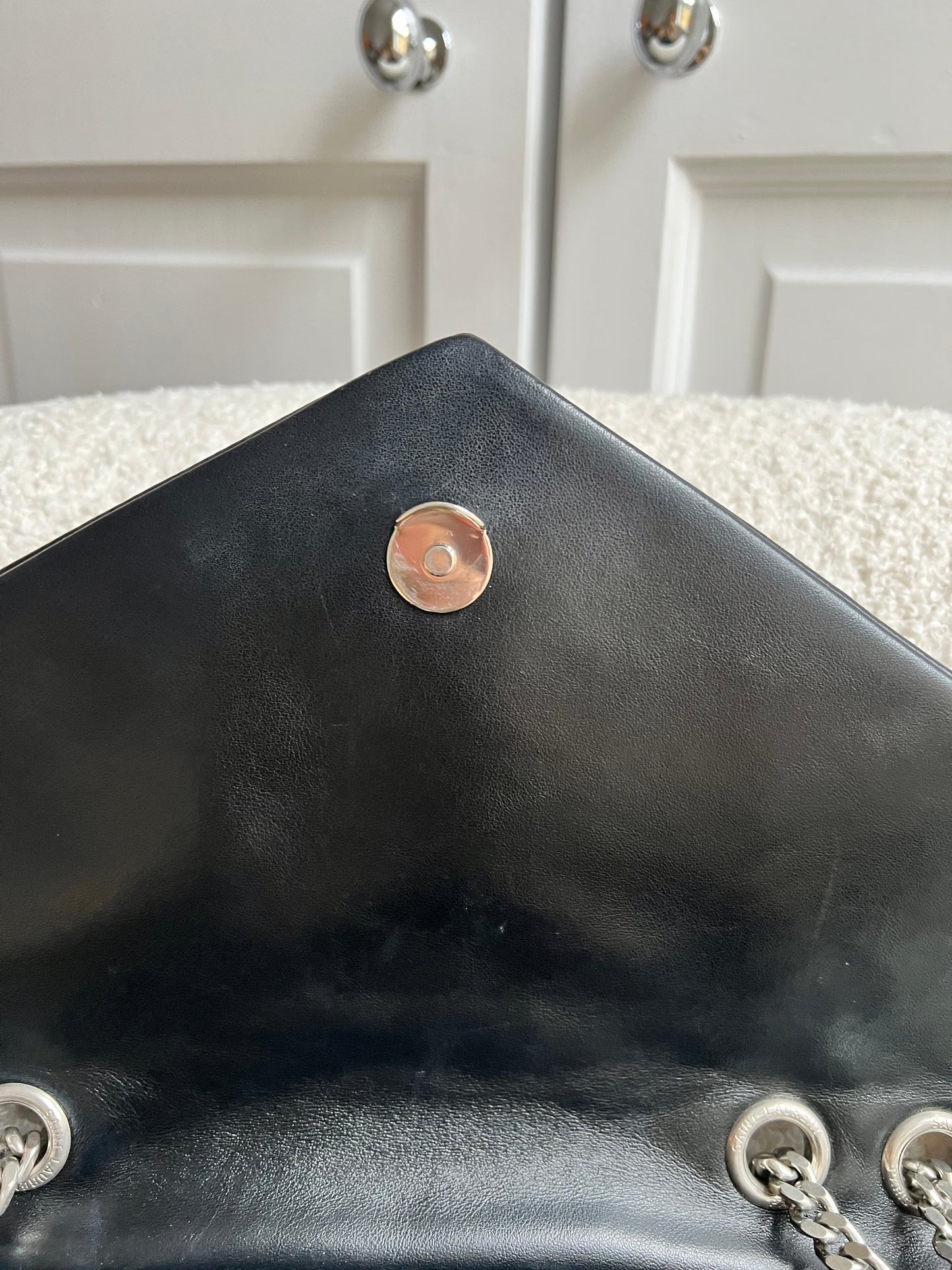 Yves Saint Laurent (YSL) Medium Black Lou Lou Silver Hardware