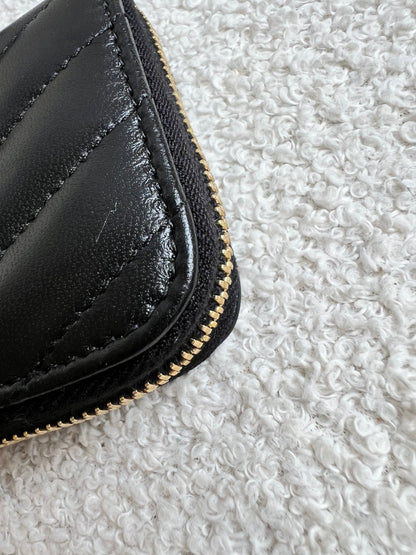 Yves Saint Laurent Black Lambskin Cassandre Small Zip Wallet (RRP £400)
