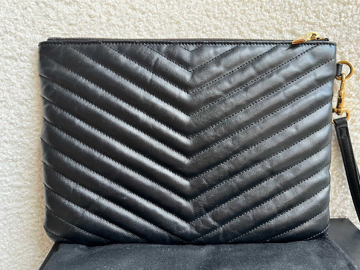 Yves Saint Laurent (YSL) Black Cassandre Clutch Pouch (RRP £580)