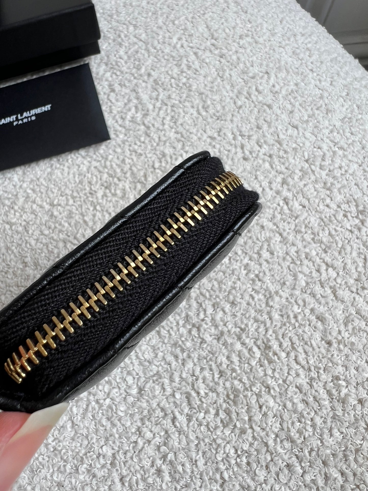 Yves Saint Laurent Black Lambskin Cassandre Small Zip Wallet (RRP £400)