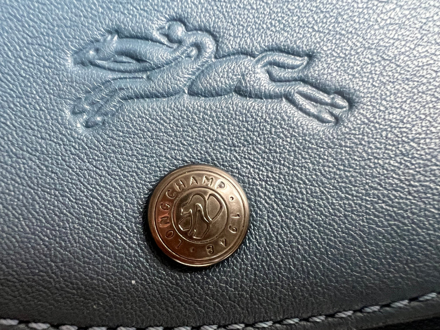 Longchamp Blue Leather Pliage Mini Backpack (RRP £320)