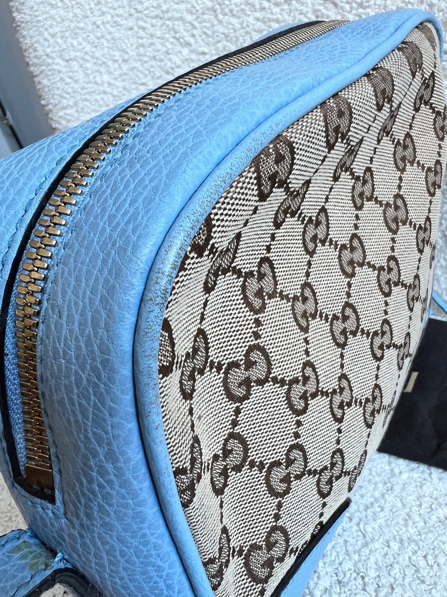 Gucci Bree GG Canvas Light Blue Small Messenger Bag