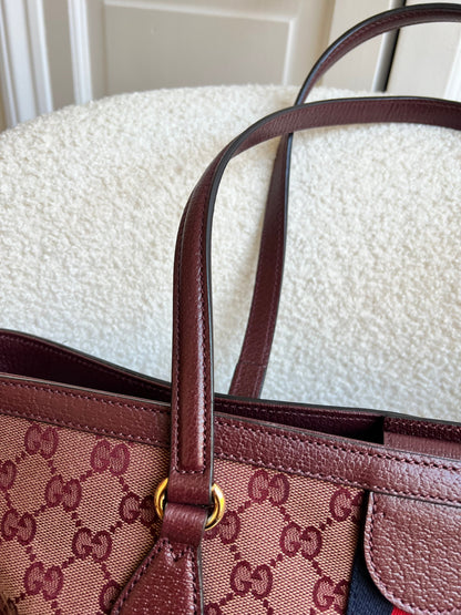 Gucci Burgundy Ophidia GG Supreme Medium Tote