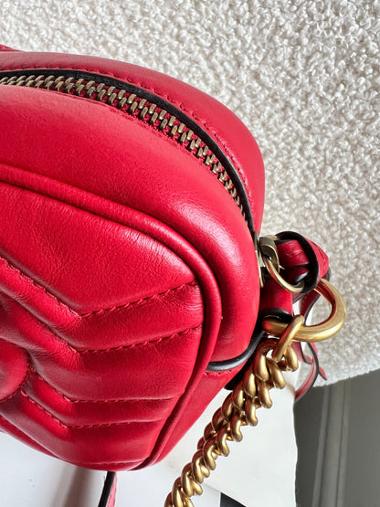 Gucci GG Hibiscus Red Marmont Mini Shoulder Bag (RRP £1360)