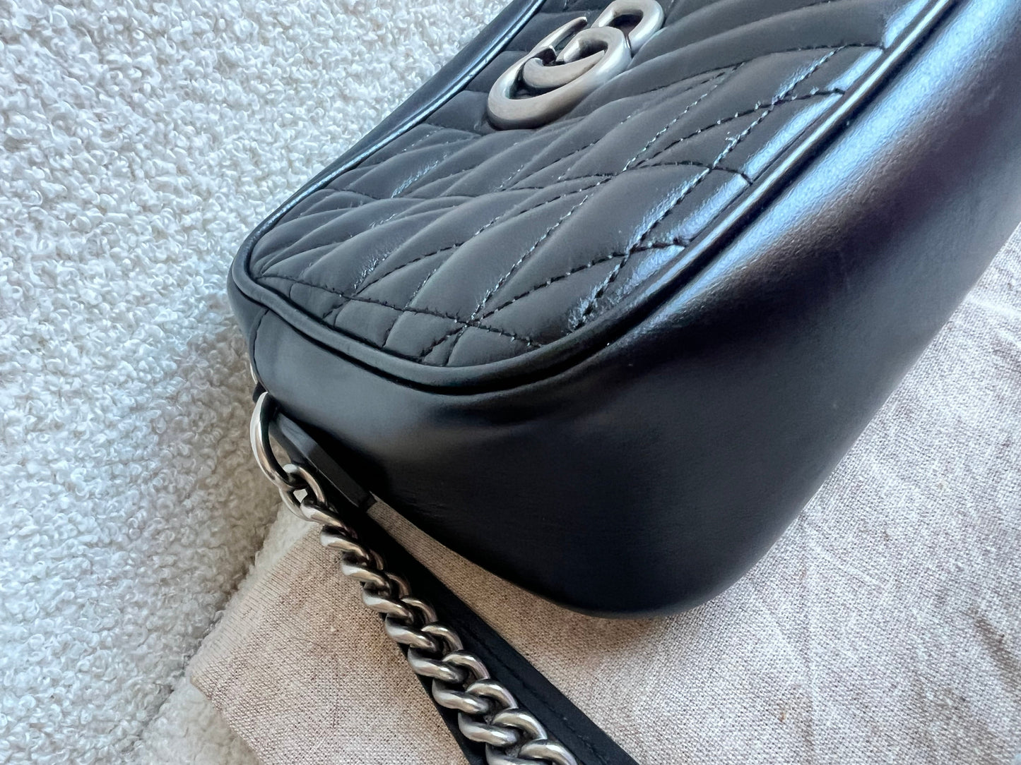 Gucci Aria GG Black Marmont Small Shoulder Bag (RRP £1440)