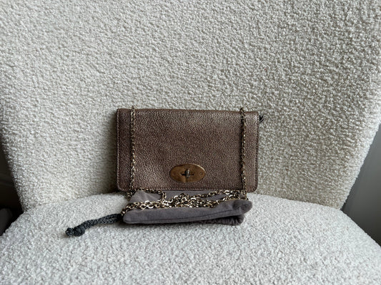 Mulberry Metallic Mushroom Bayswater Clutch (RRP £495)