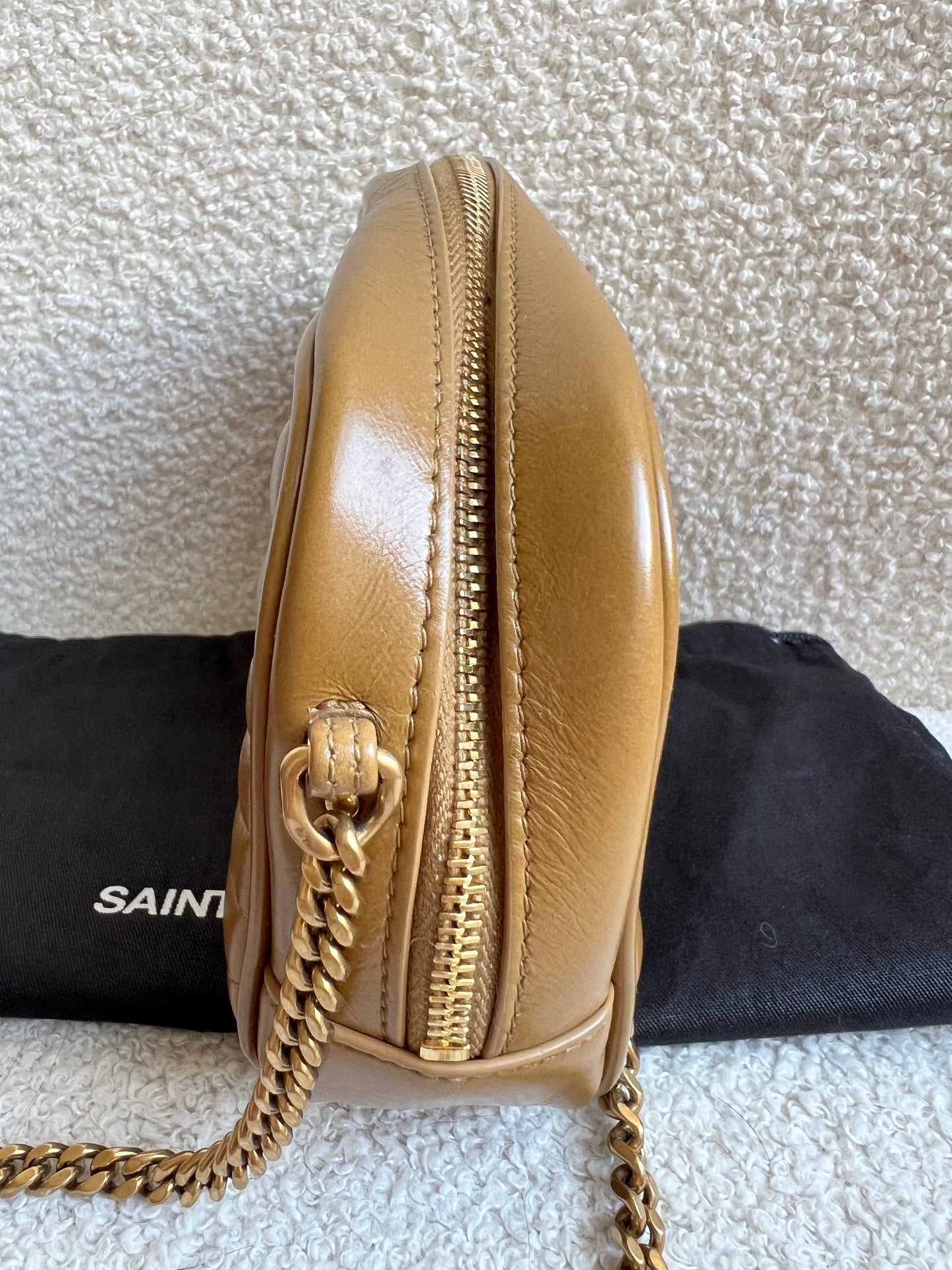 Yves Saint Laurent (YSL) Toffee Beige Mini Lou Camera Bag (RRP £1285)