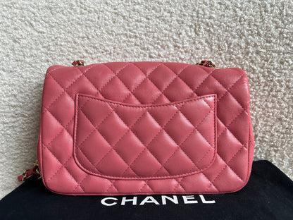 Chanel Mini Rectangular Classic Flap Valentines Day Edition in Pink Lambskin