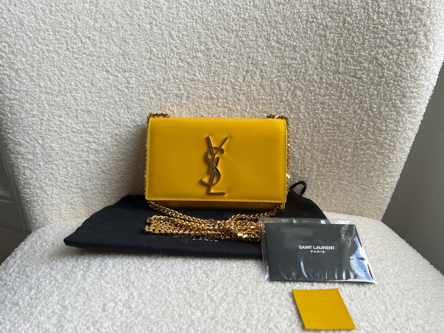 Yves Saint Laurent (YSL) Small Kate Yellow Patent with Gold Hardware (RRP £1,440)