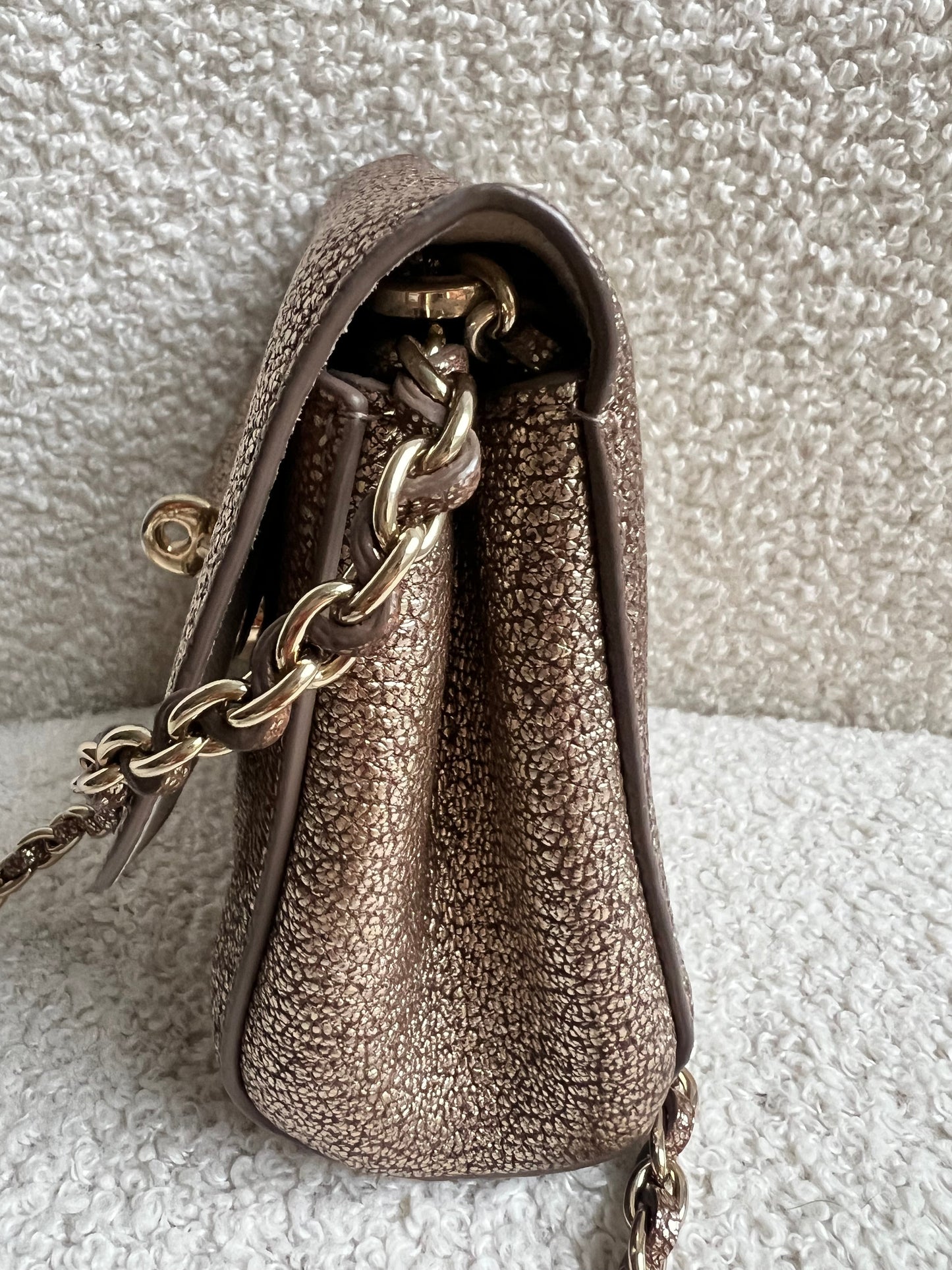 Mulberry Metallic Mushroom Mini Lily with gold Hardware