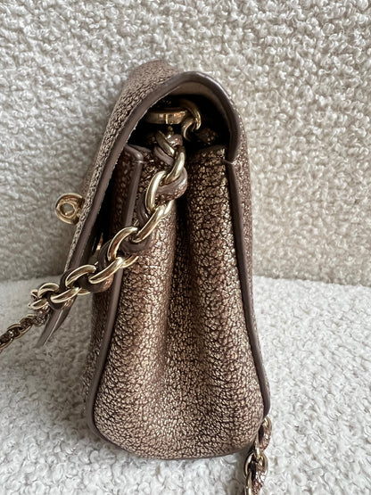 Mulberry Metallic Mushroom Mini Lily with gold Hardware