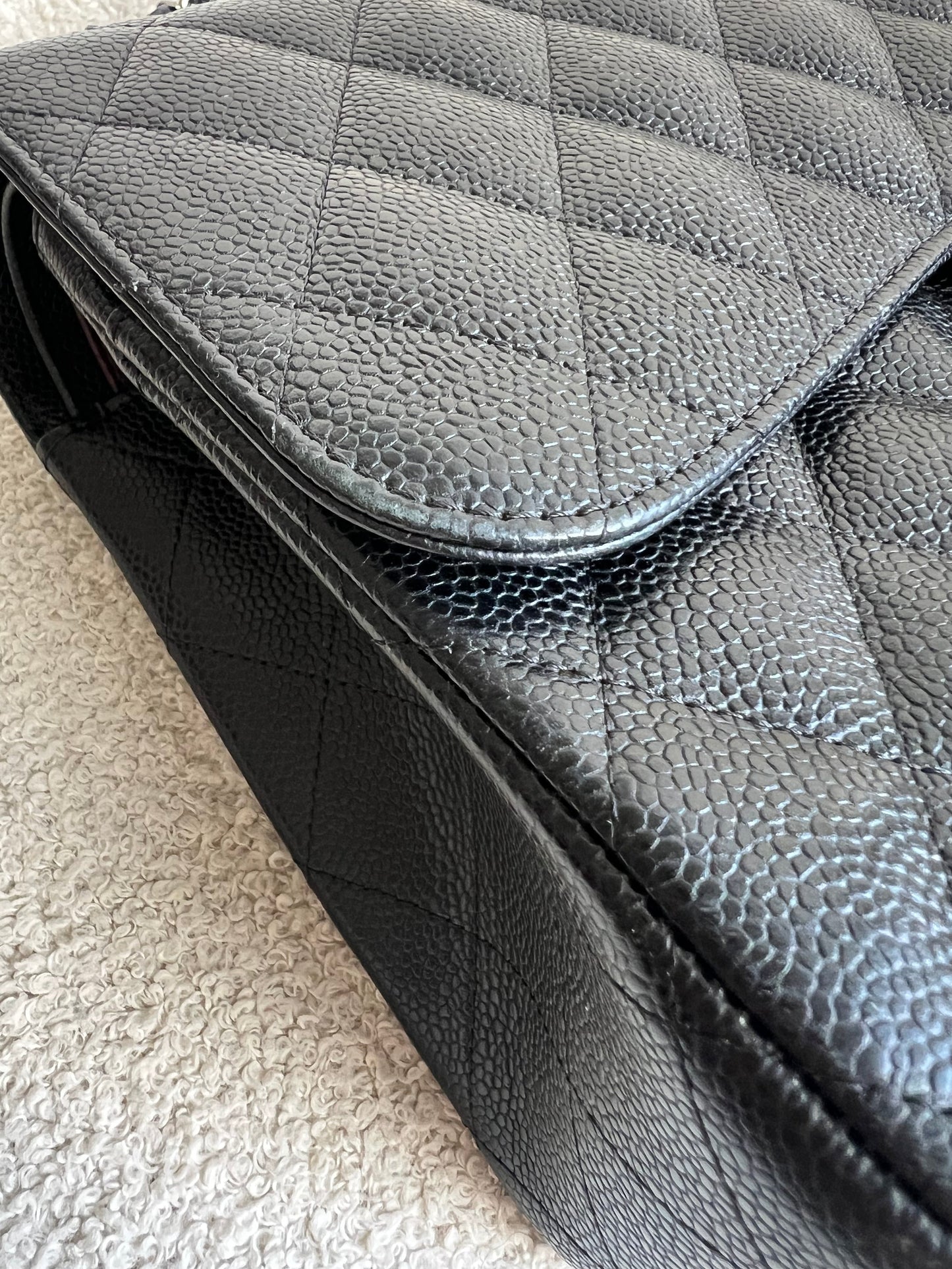 Chanel Jumbo Double Flap in Black Caviar with silver hardware