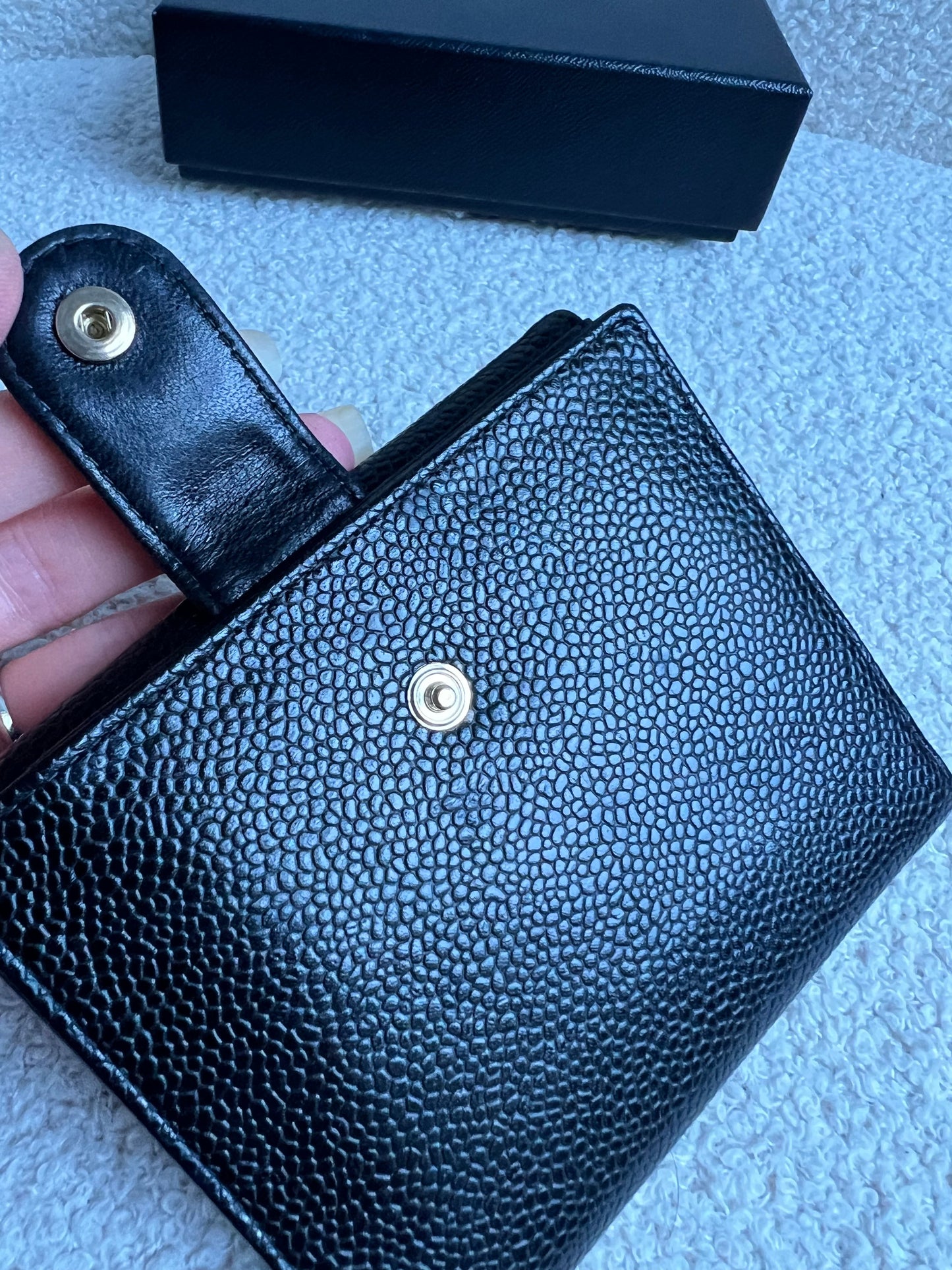 Chanel Black Caviar Timeless Small French Bifold Wallet