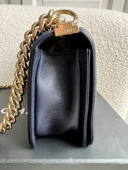 Chanel Navy Blue Lambskin Medium Boy Bag (RRP £5800)