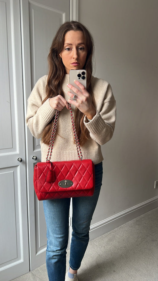 Mulberry Scarlet Red Quilted Medium Lily with Gold Hardware (RRP £1095)