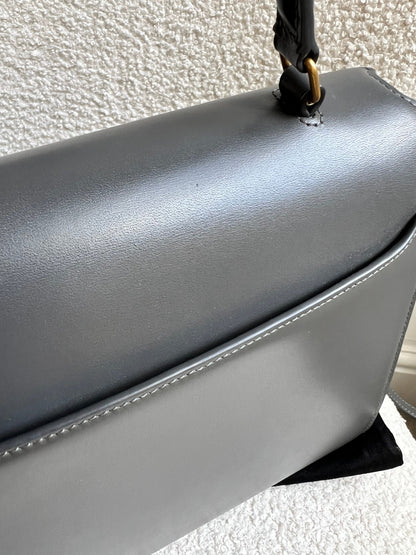 Saint Laurent YSL Cassandra Top Handle with Strap in Storm Grey Calfskin & Suede (RRP £2740)