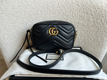 Gucci GG Black Marmont Mini Shoulder Bag (RRP £1,360)