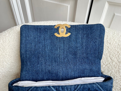 Chanel Small 19 in Blue Denim
