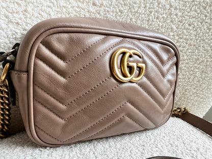 Gucci GG Dusty Pink Marmont Mini Shoulder Bag (RRP £1,360)