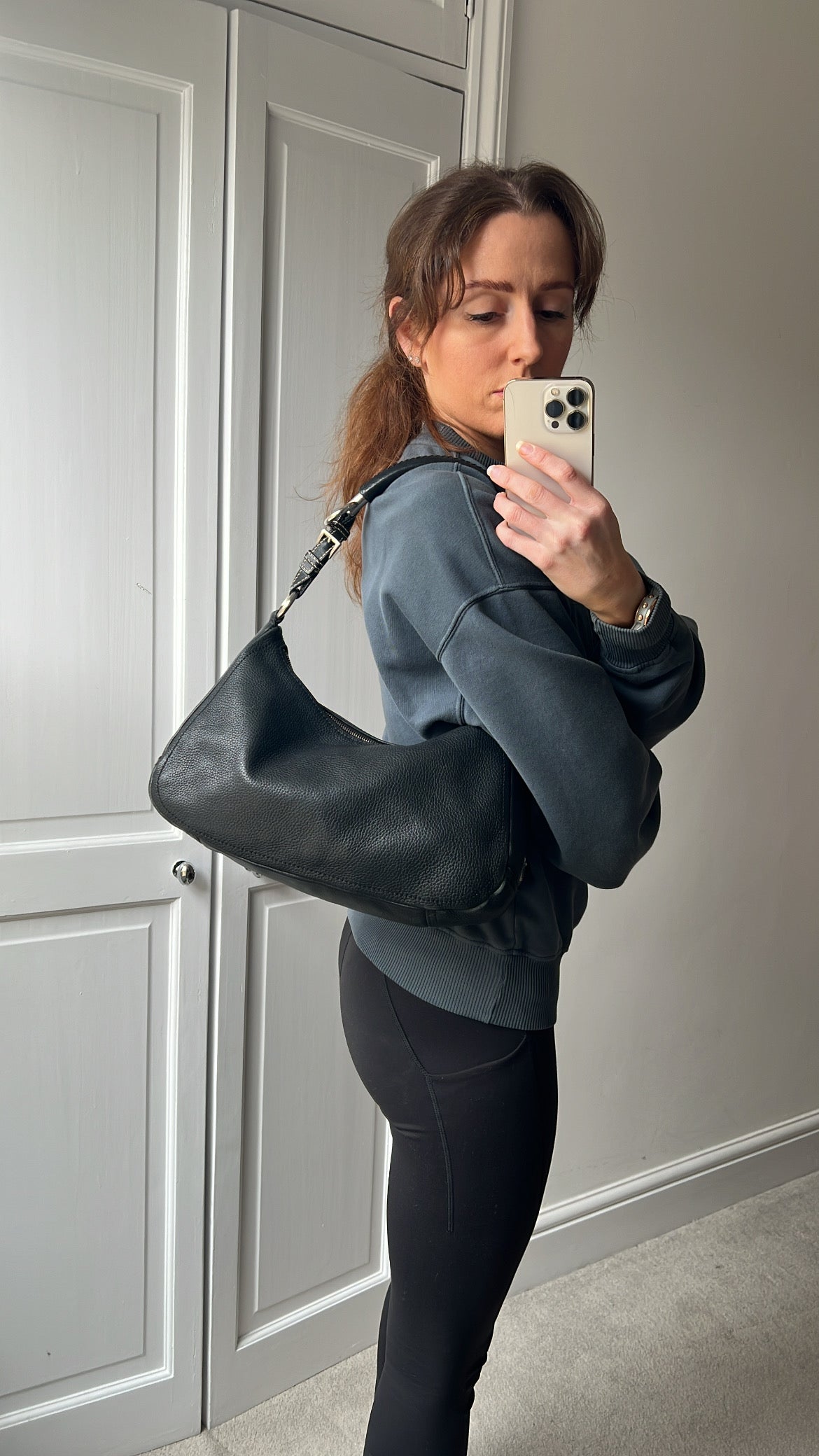 Prada Belted Zip Shoulder Bag Vitello Daino
