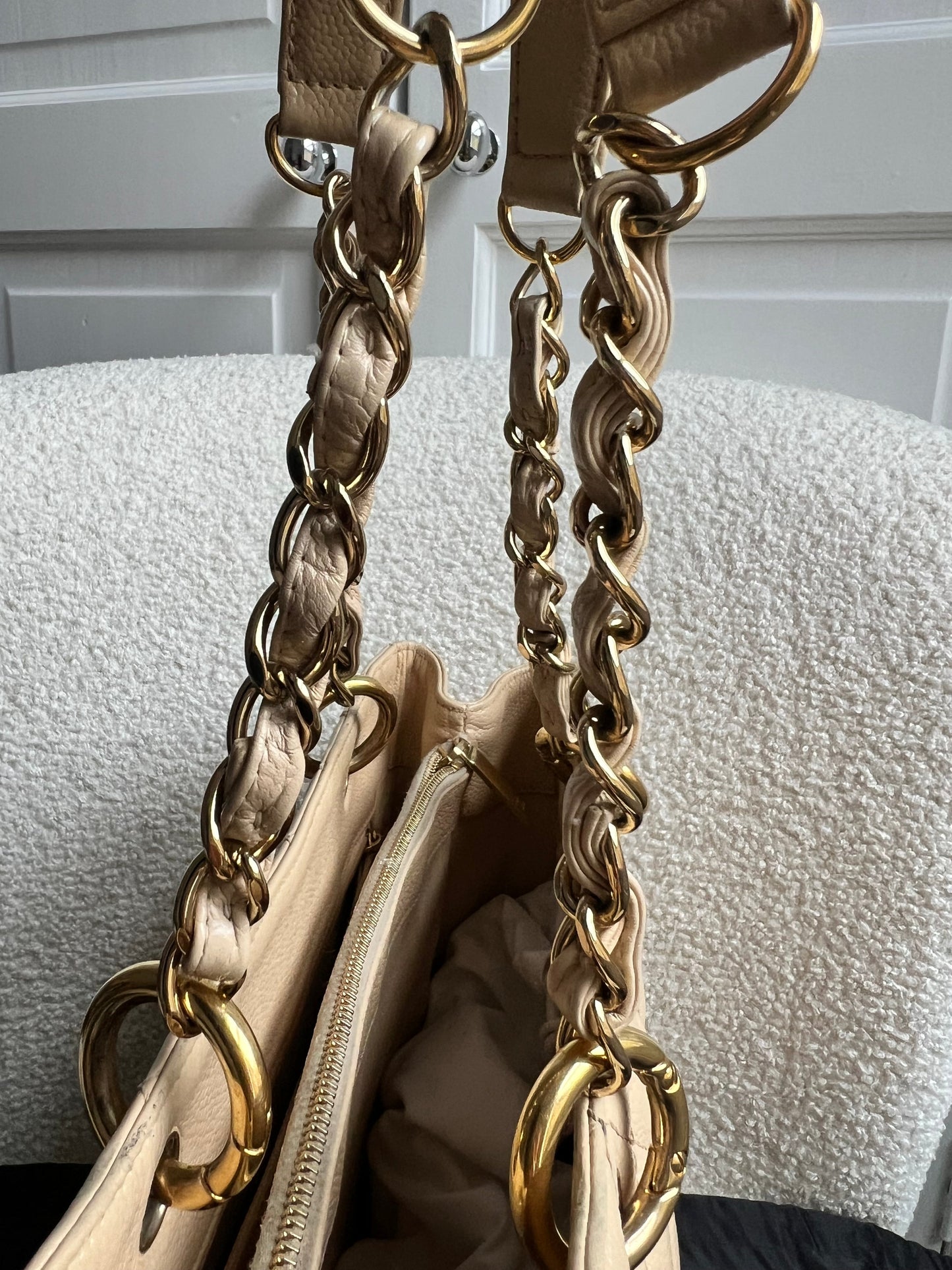 Chanel Beige Caviar Grand Shopper Tote gold hardware (GST)