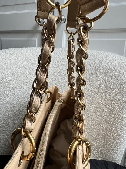Chanel Beige Caviar Grand Shopper Tote gold hardware (GST)