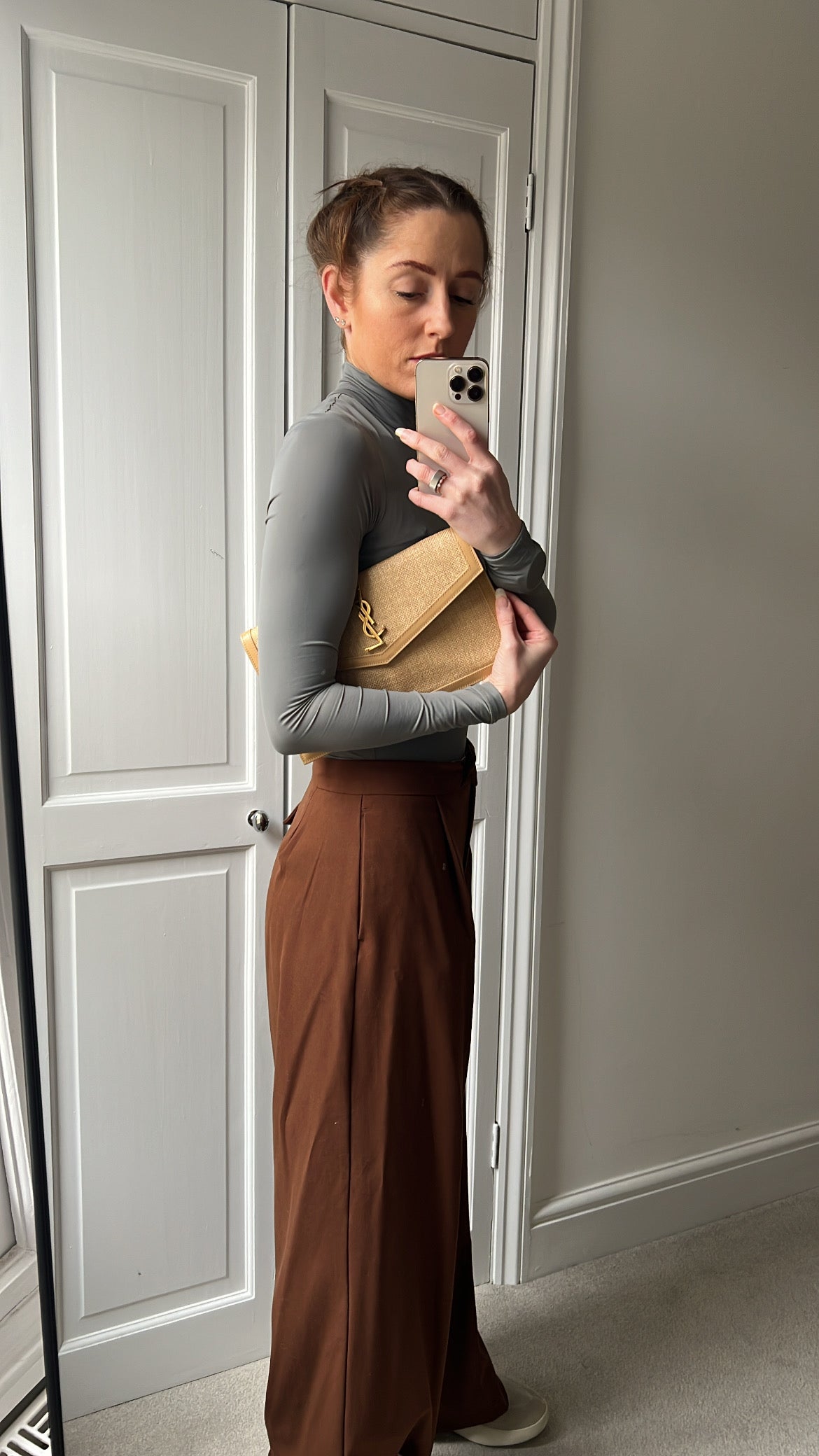 Yves Saint Laurent (YSL) Raffia Uptown Pouch Clutch (RRP £535)