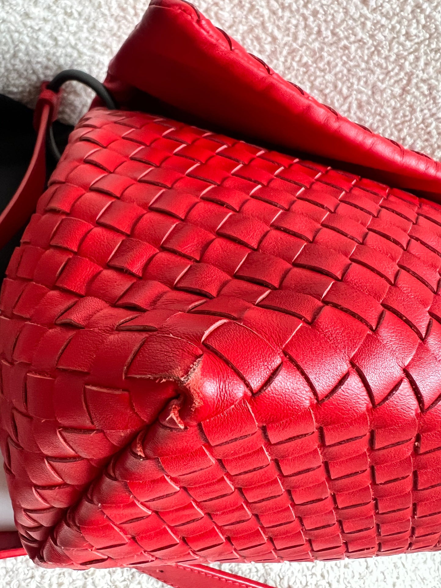 Bottega Veneta Red Intreciatto Flap Shoulder Bag