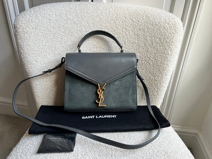 Saint Laurent YSL Cassandra Top Handle with Strap in Storm Grey Calfskin & Suede (RRP £2740)