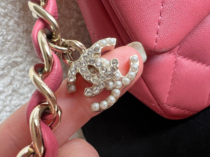 Chanel Mini Rectangular Classic Flap Valentines Day Edition in Pink Lambskin