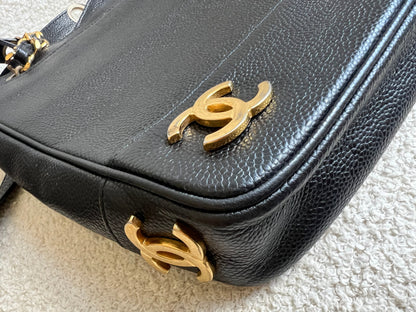 Chanel Vintage Black Caviar Chain Tote with 24k Gold Hardware