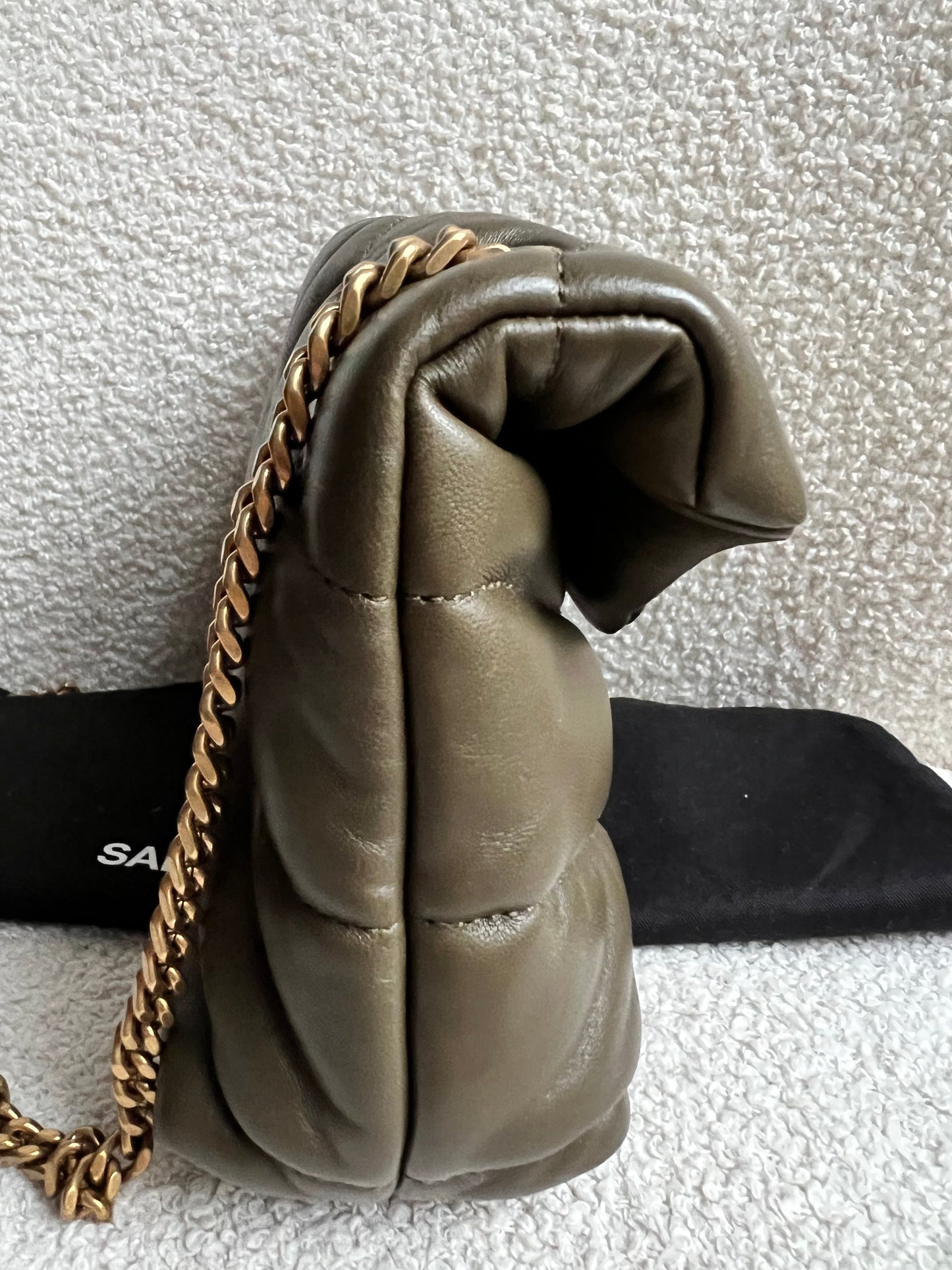Yves Saint Laurent (YSL) Mini Puffer in Light Musk Quilted Lambskin (RRP £1720)