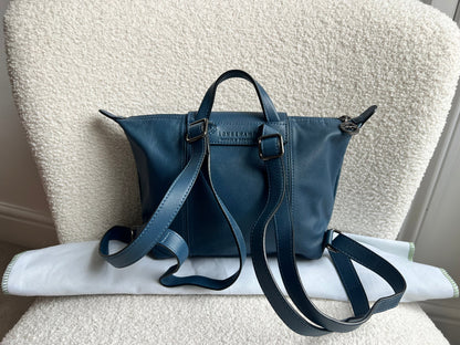 Longchamp Blue Leather Pliage Mini Backpack (RRP £320)